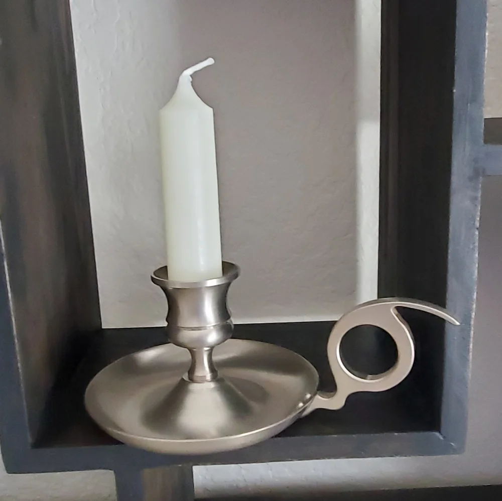 Vintage Early American Pewter Candle Stick Holders, Set of 2, EUC